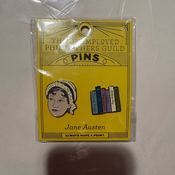 Jane Austen & Her Novels - Lapel Pin Set - Unemployed Philosophers Guild - NEW - Picture 2 of 3